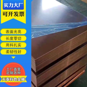 供應(yīng)高純高精TU1無氧紫銅板 軍工電子用銅板C10200無氧銅板