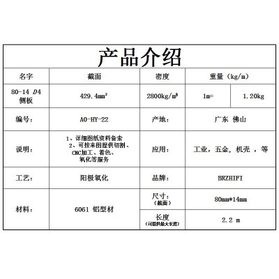 廠家優品 6061-T5擠壓鋁型材 80*14mm功放機箱側面板鋁合金外殼