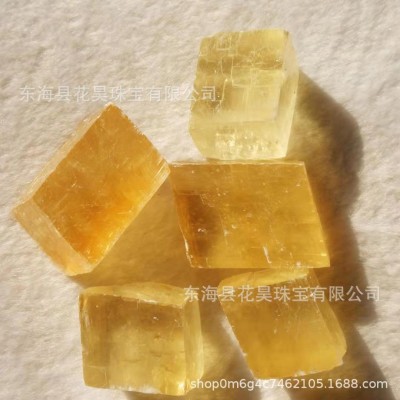 天然水晶冰洲石原石 黃色晶體 礦標(biāo)方解石 收藏品擺件觀賞石批發(fā)
